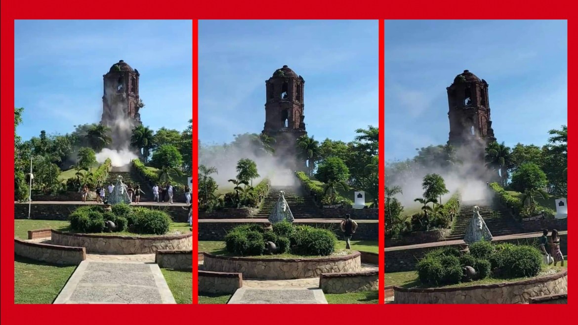 VIRAL: Video ng pagguho ng ilang bahagi ng Bantay Bell Tower sa Ilocos Sur