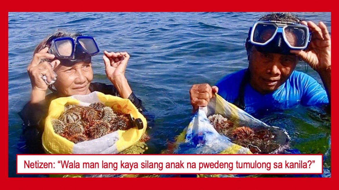 Dalawang lola na buwis-buhay na sumisisid para manghuli ng sea urchin, hinangaan ng netizens