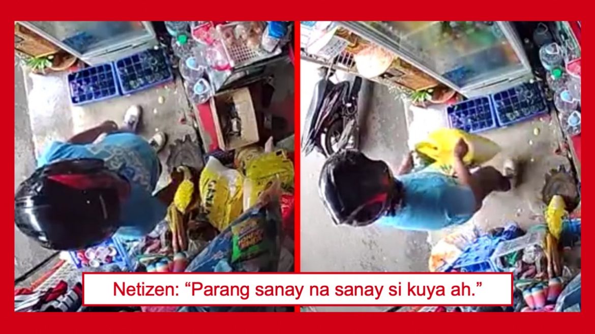 Pagnanakaw ng isang sakong bigas sa isang tindahan, huli sa video